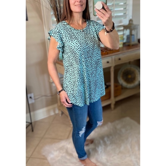 ❤️‍🔥Flutter Sleeve Small Leopard Print Mint Green 5020 - Picture 11 of 16